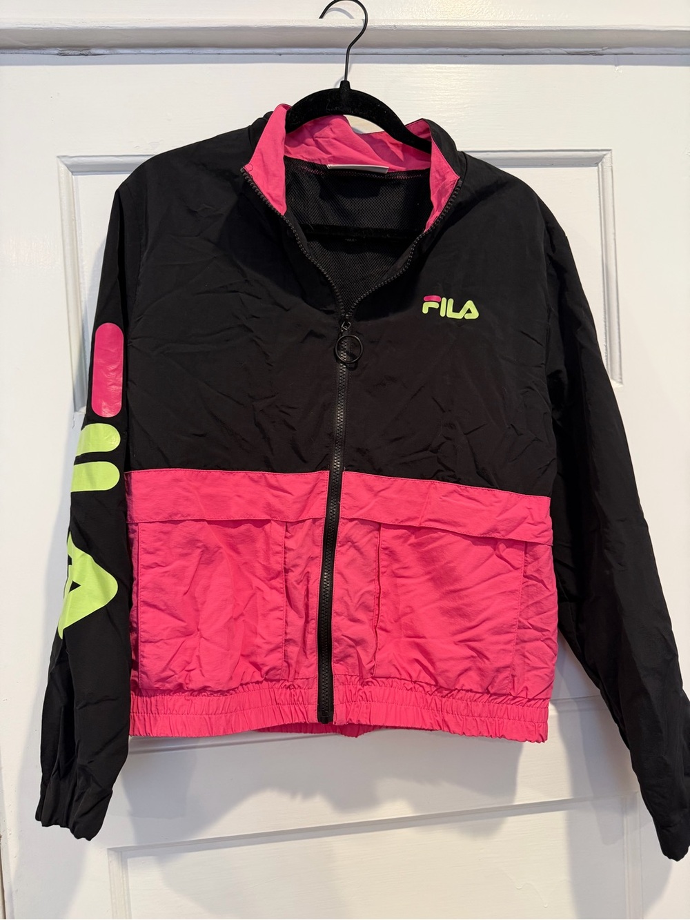 FILA Black, Hot Pink & Neon Yellow Colorblock Ski Jacket